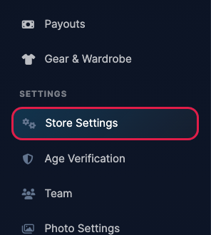Store Settings in the Settings section of the left menu