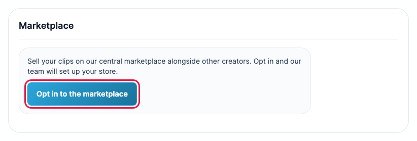 The Marketplace section with the Opt in to the marketplace button