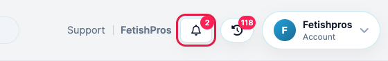 The notification bell in the top bar with a red count of unread notifications